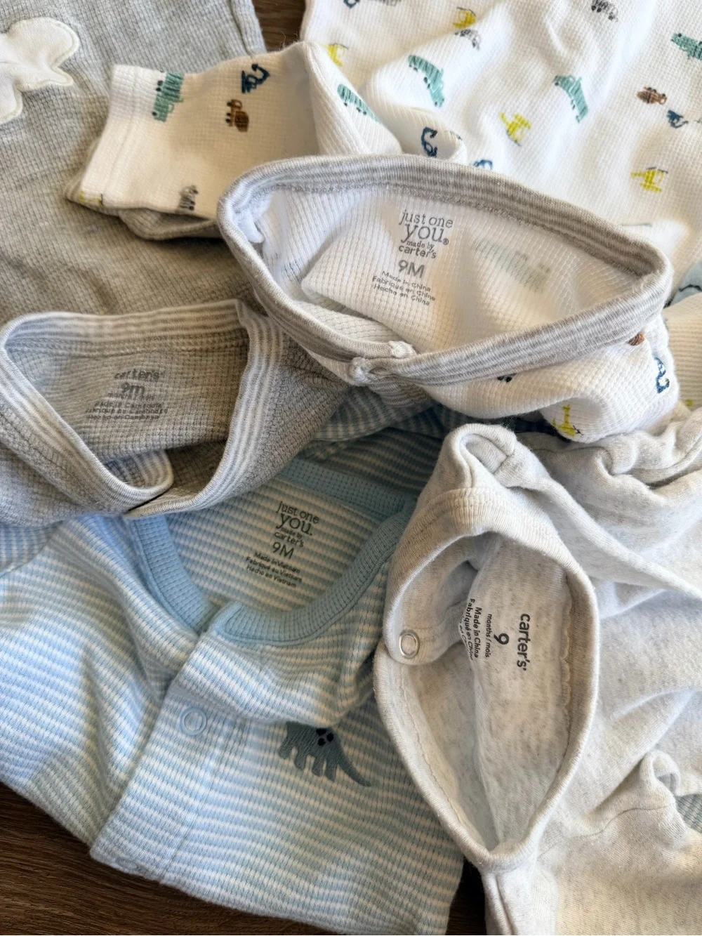 CARTERS | Baby Sleepers Bundle | Footed Pajamas | Neutral Boy |